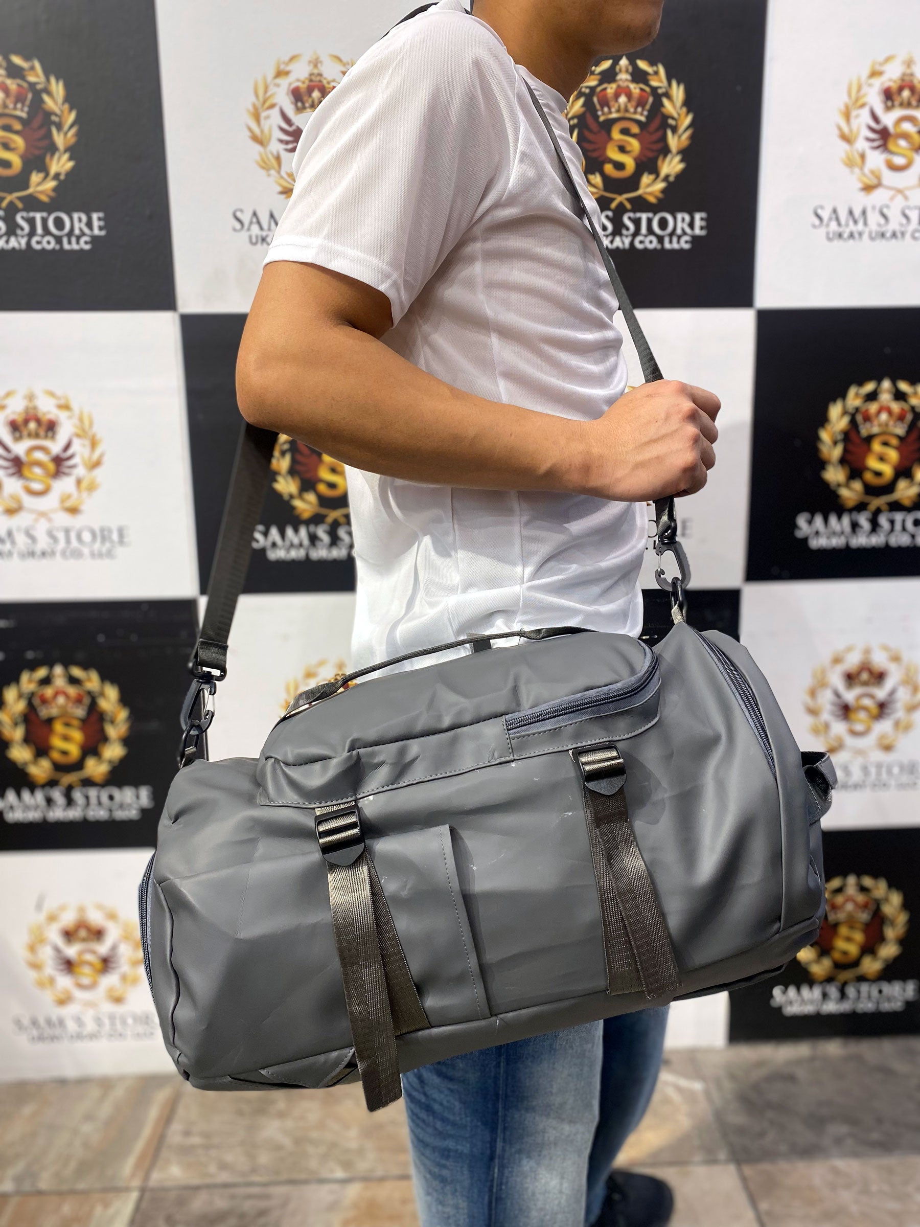 Convertible Grey Duffle Backpack – 3-Way Travel Bag – Sam's Store Ukay  Ukay- Hamdan Street, Abu Dhabi