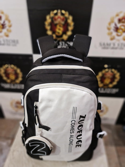 Black & White School Backpack with Coin Pouch – Stylish & Lightweight