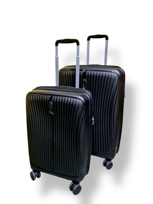 2-Piece Black Luggage Set – Expandable, Lightweight & Travel-Ready Design