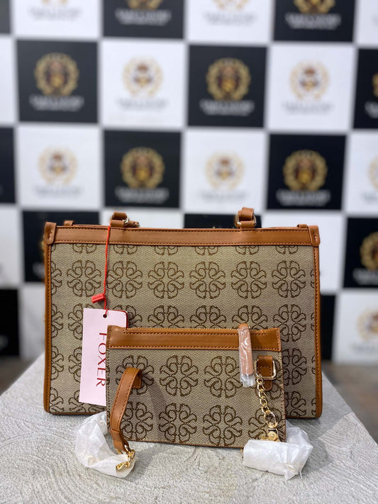 Stylish Signature Print Tote Handbag Set