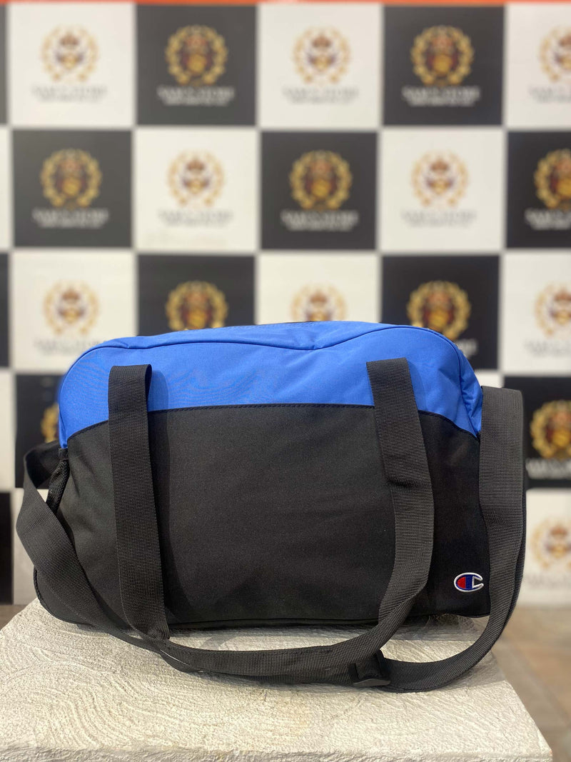 Champion Duffle Bag in Black & Blue – Unisex Gym & Travel Bag