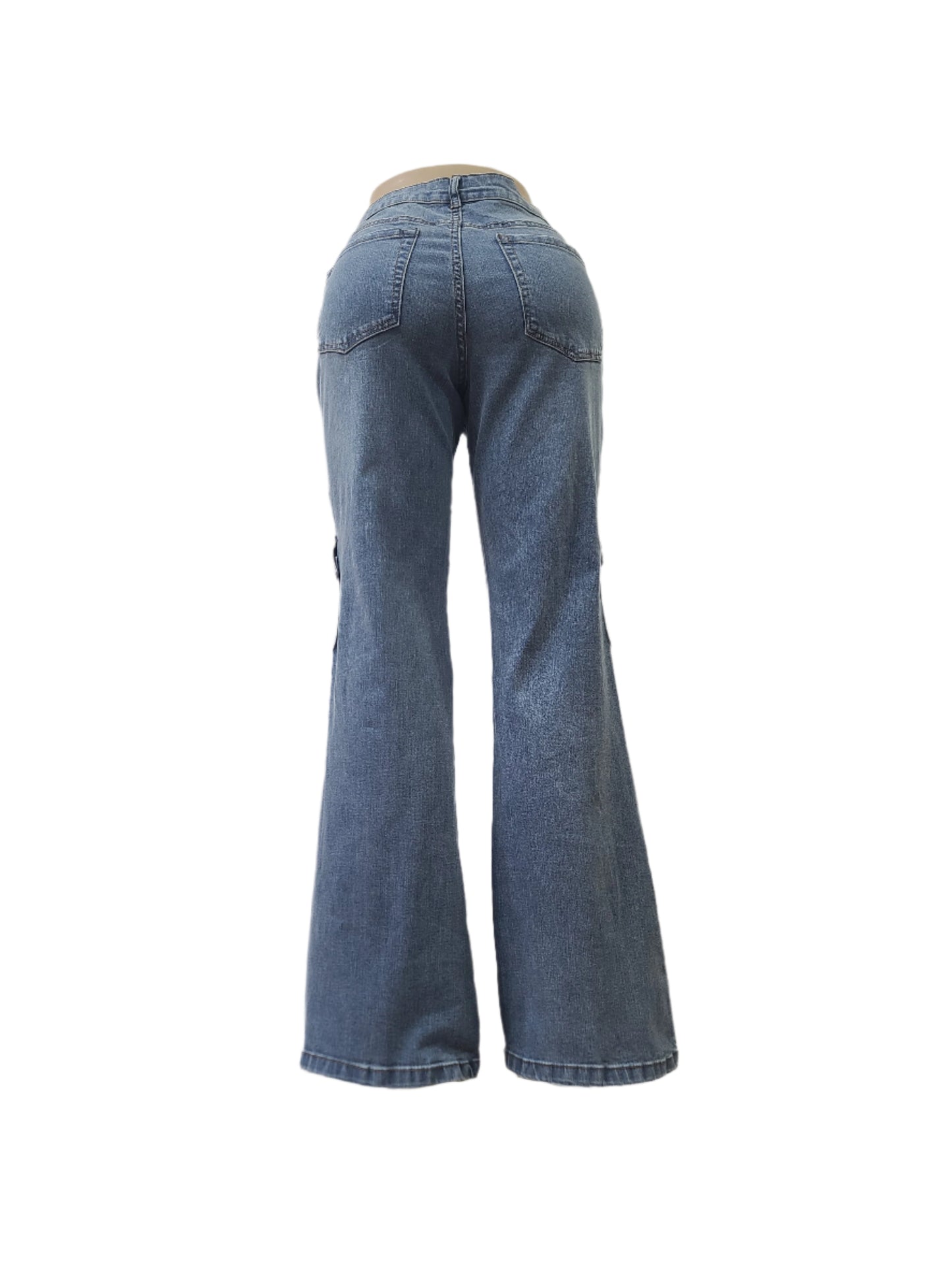No Boundaries Unisex Flared Denim Cargo Pants – Size Medium
