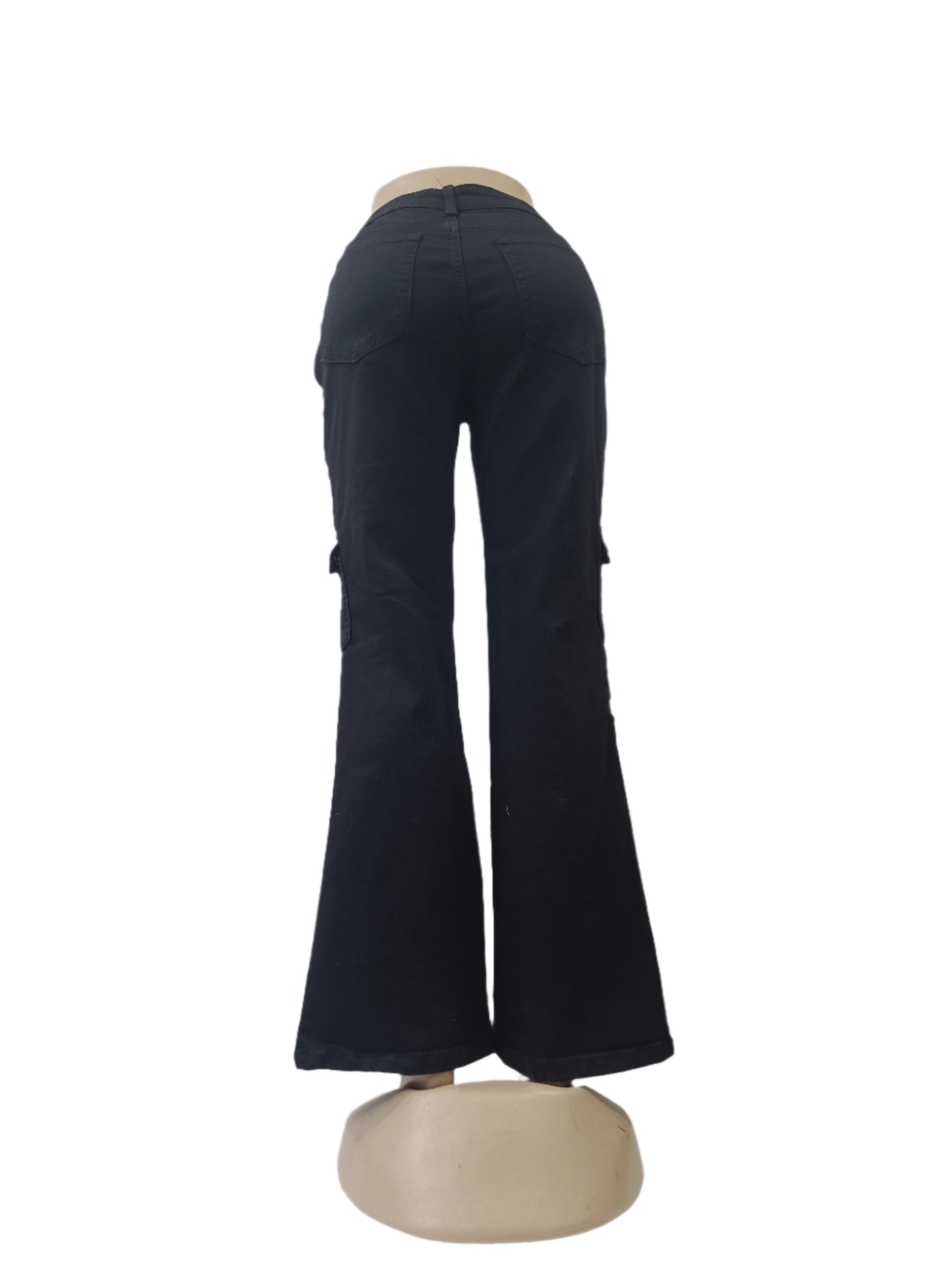 Vanilla Star Unisex Black Flared Cargo Pants – Size Small