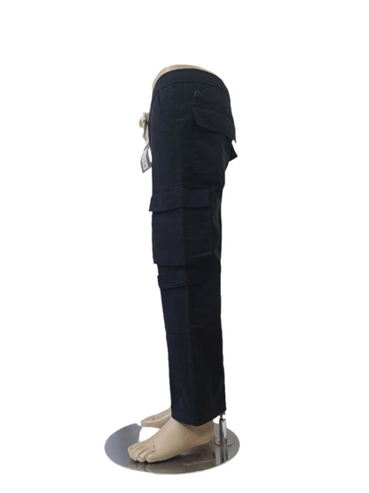 Fashion Unisex Black Drawstring Cargo Pants – Size Medium