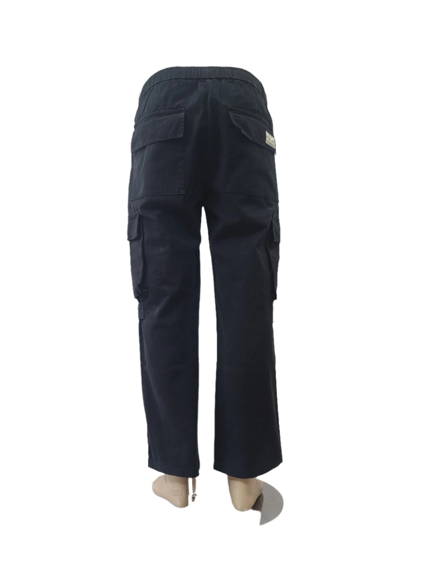 Fashion Unisex Black Drawstring Cargo Pants – Size Medium