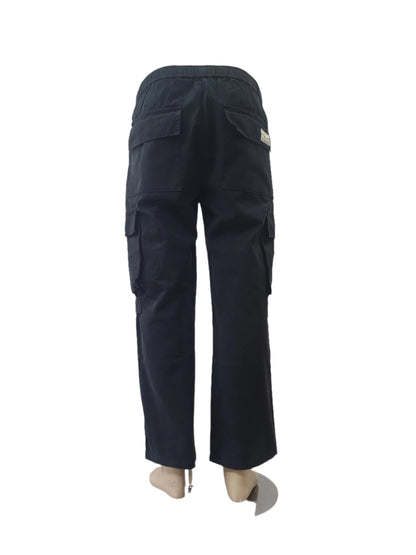 Fashion Unisex Black Drawstring Cargo Pants – Size Medium