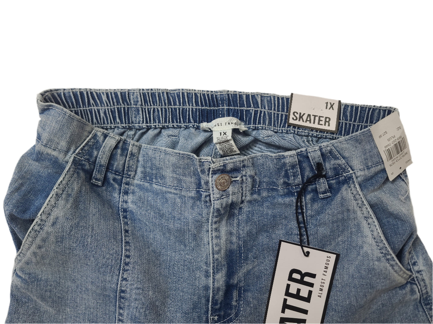 Unisex Light Blue Wide-Leg Cargo Jeans – Size Medium