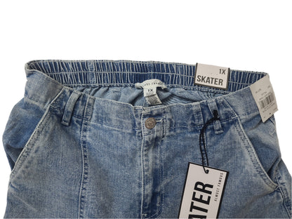 Unisex Light Blue Wide-Leg Cargo Jeans – Size Medium