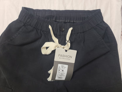 Fashion Unisex Black Drawstring Cargo Pants – Size Medium