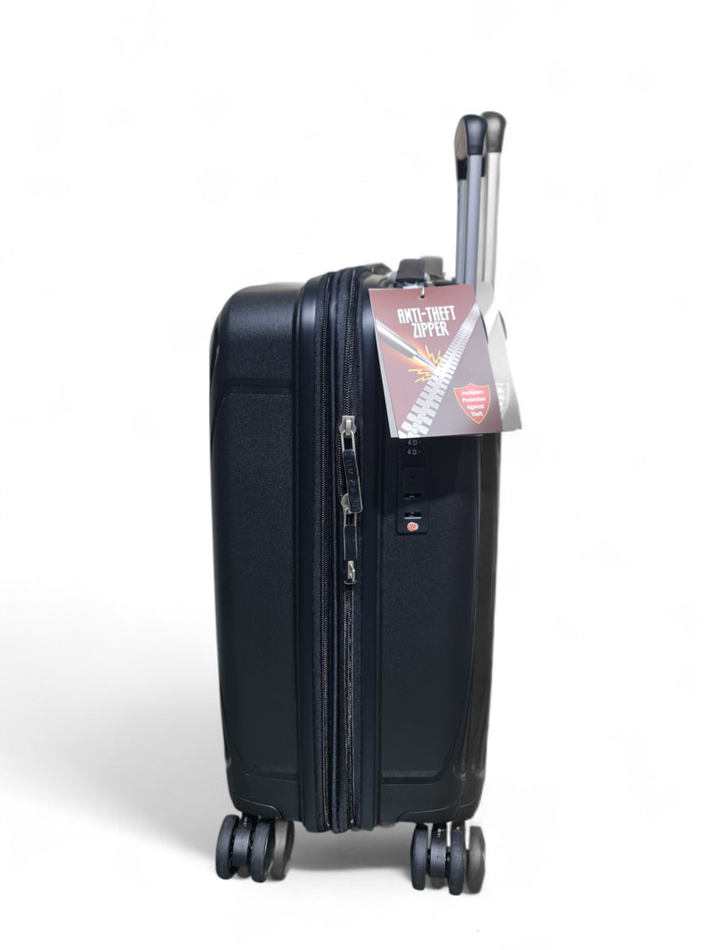 20-Inch Compact Hard Shell Trolley Bag – Double Zipper – Black