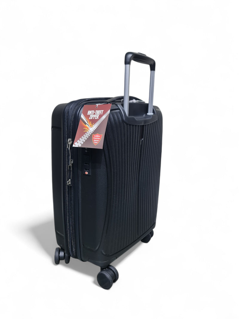 20-Inch Compact Hard Shell Trolley Bag – Double Zipper – Black