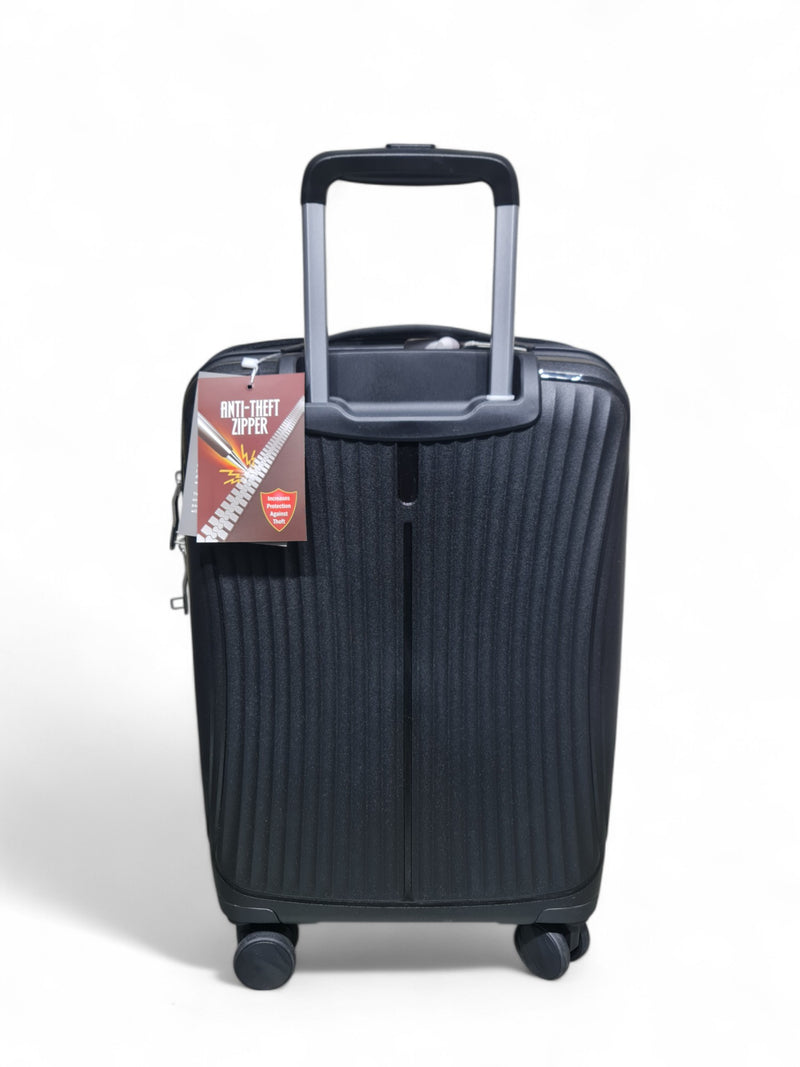 20-Inch Compact Hard Shell Trolley Bag – Double Zipper – Black