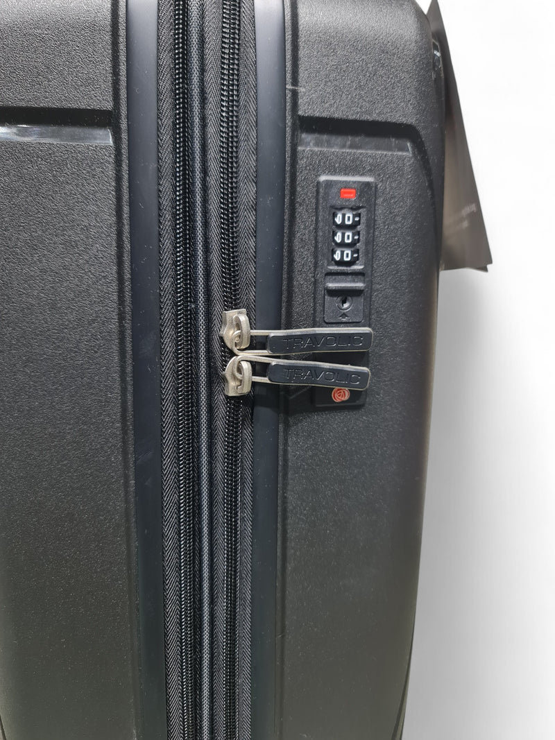 20-Inch Compact Hard Shell Trolley Bag – Double Zipper – Black