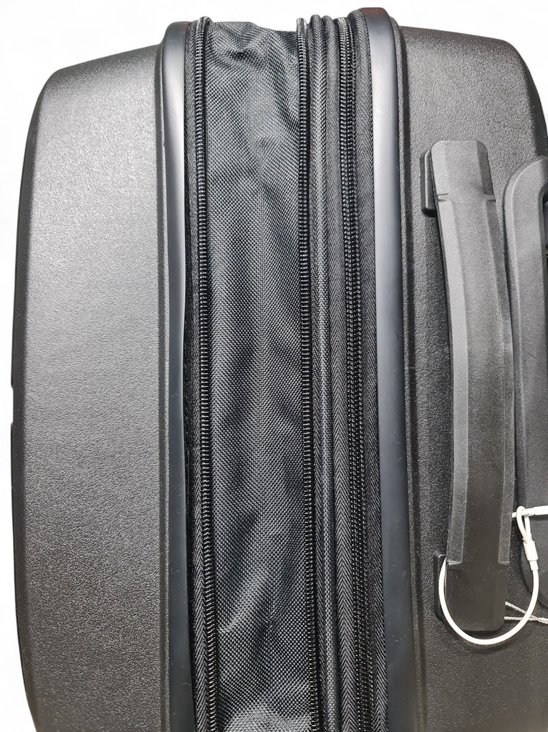 20-Inch Compact Hard Shell Trolley Bag – Double Zipper – Black