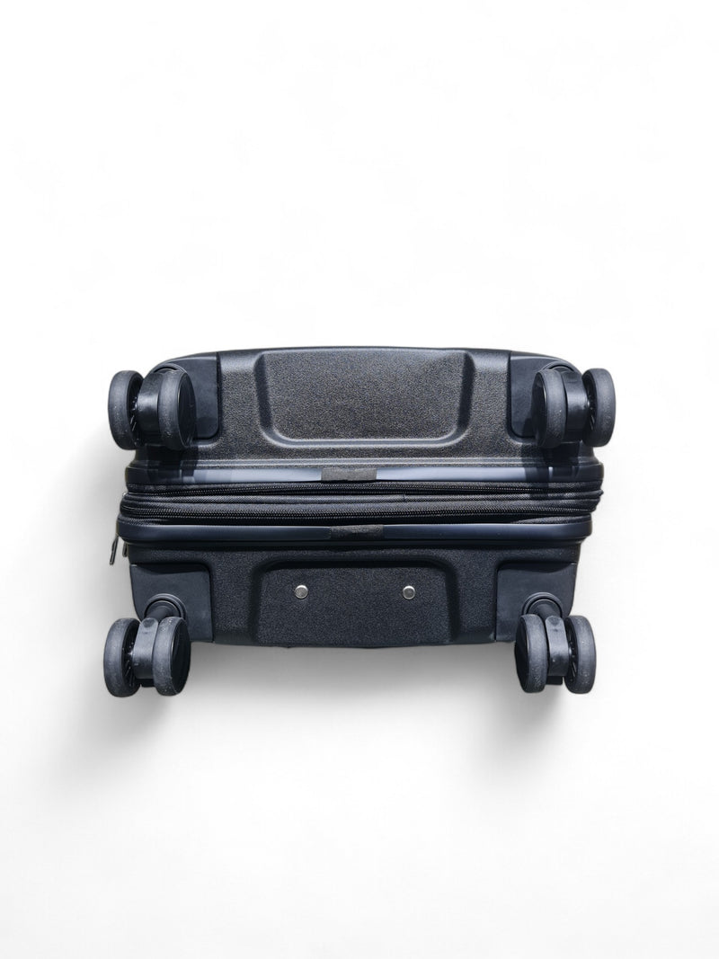 20-Inch Compact Hard Shell Trolley Bag – Double Zipper – Black