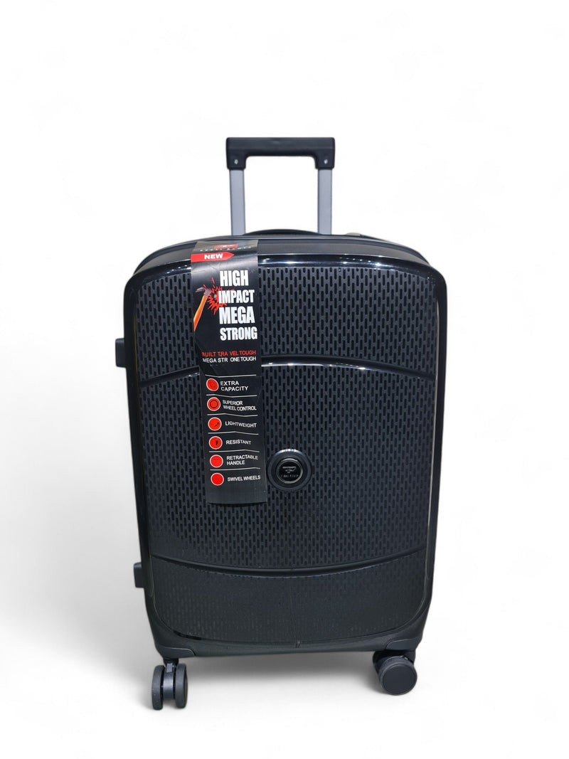 24-Inch Black Trolley Bag – Dubai Power – Medium Hard Shell Luggage