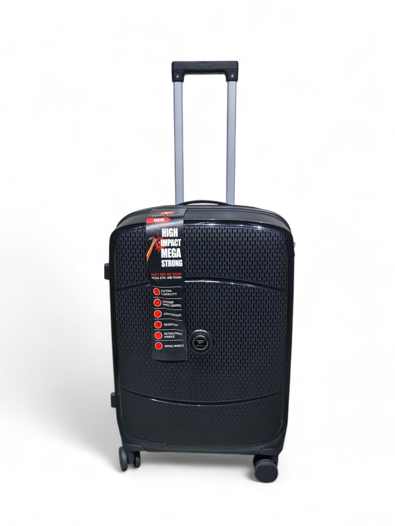 24-Inch Black Trolley Bag – Dubai Power – Medium Hard Shell Luggage