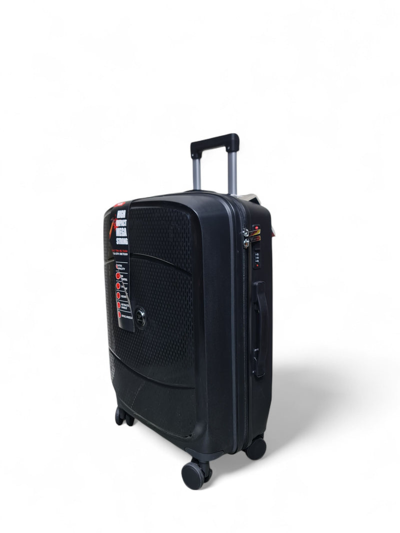 24-Inch Black Trolley Bag – Dubai Power – Medium Hard Shell Luggage