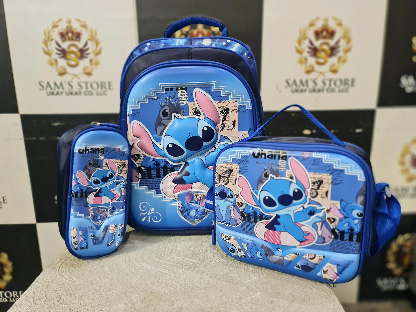 Stitch Cartoon Backpack Set for Boys – 3-in-1 School Combo with Lunch & Pencil Bag