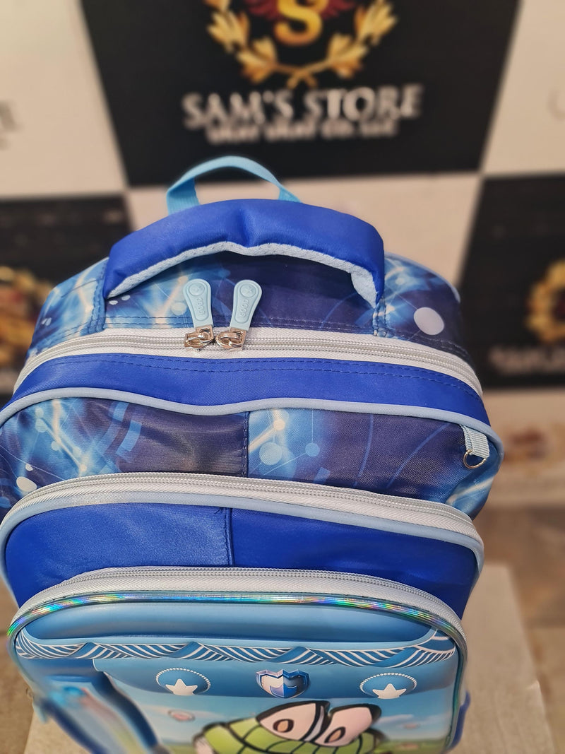 Blue Bunny Cartoon School Bag Set – 3-in-1 Backpack, Lunch Bag & Pencil Case