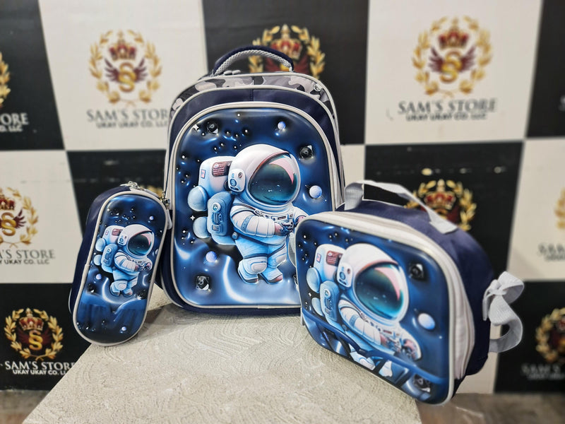 Astronaut 3-Piece School Bag Set for Boys – Backpack, Lunch Bag & Pencil Case