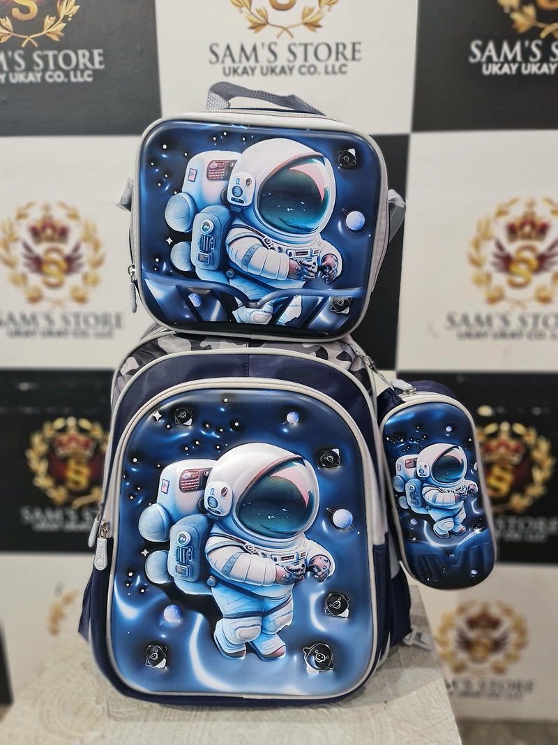 Astronaut 3-Piece School Bag Set for Boys – Backpack, Lunch Bag & Pencil Case