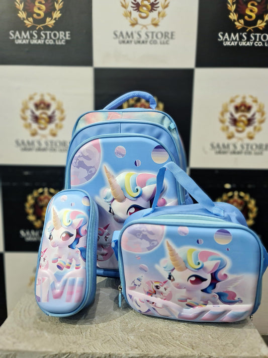 Unicorn 3-Piece School Bag Set for Girls – Backpack, Lunch Bag & Pencil Case