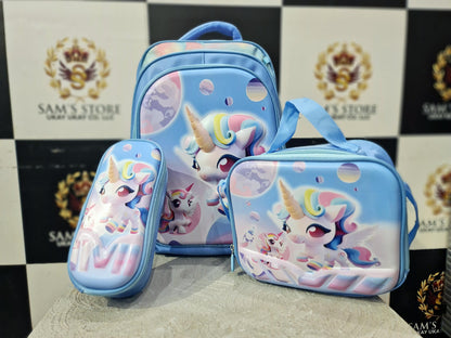 Unicorn 3-Piece School Bag Set for Girls – Backpack, Lunch Bag & Pencil Case