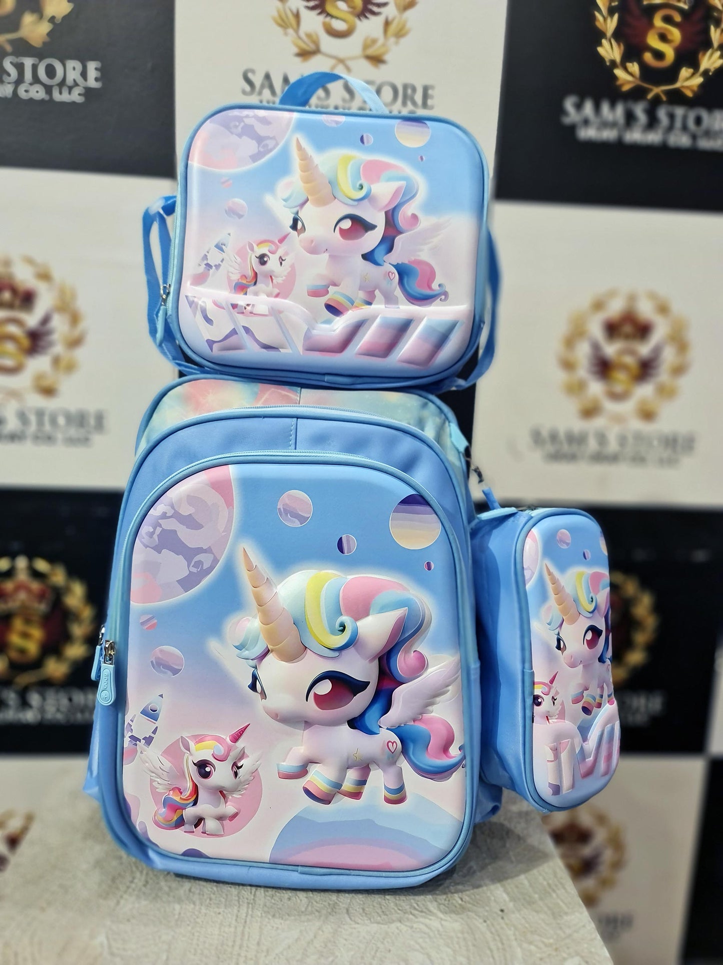 Unicorn 3-Piece School Bag Set for Girls – Backpack, Lunch Bag & Pencil Case