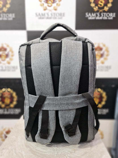 Grey Laptop Backpack with USB Charging – Minimal & Smart Design
