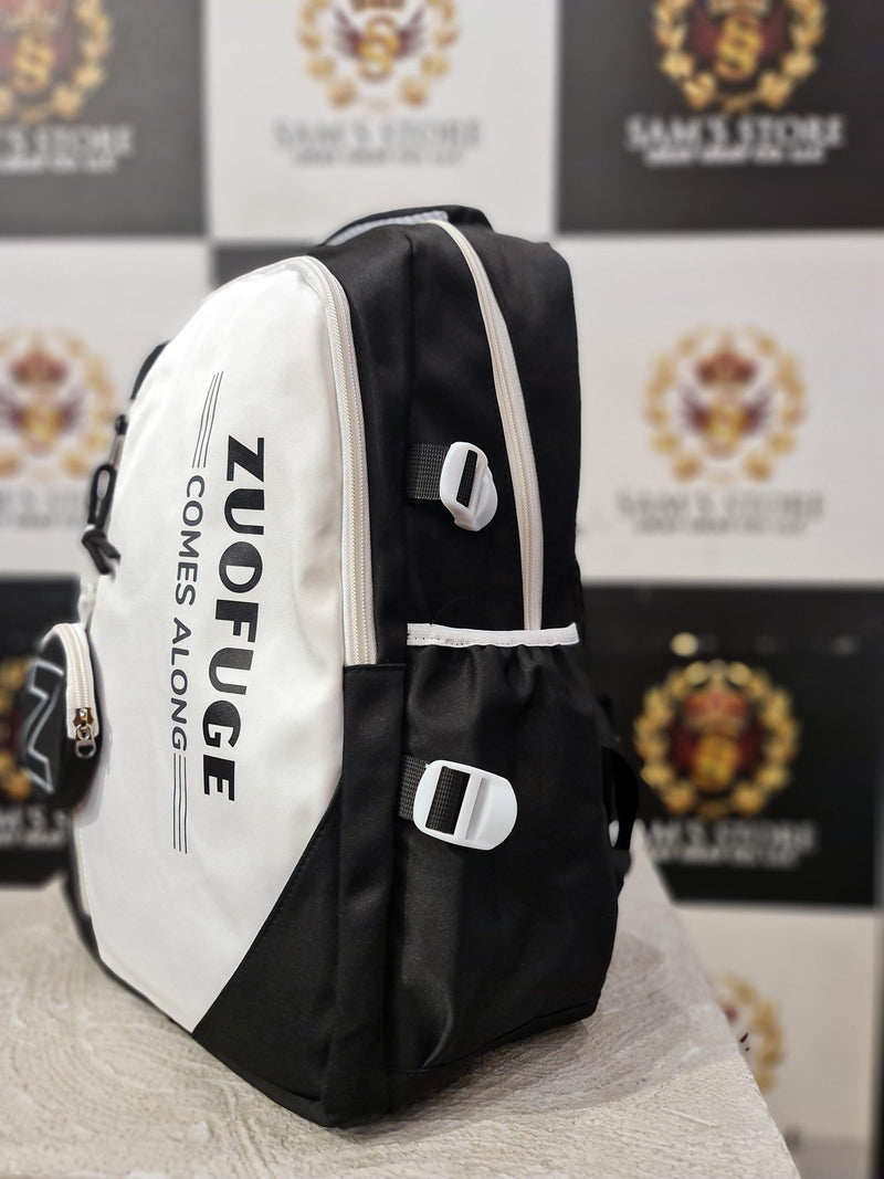 Black & White School Backpack with Coin Pouch – Stylish & Lightweight