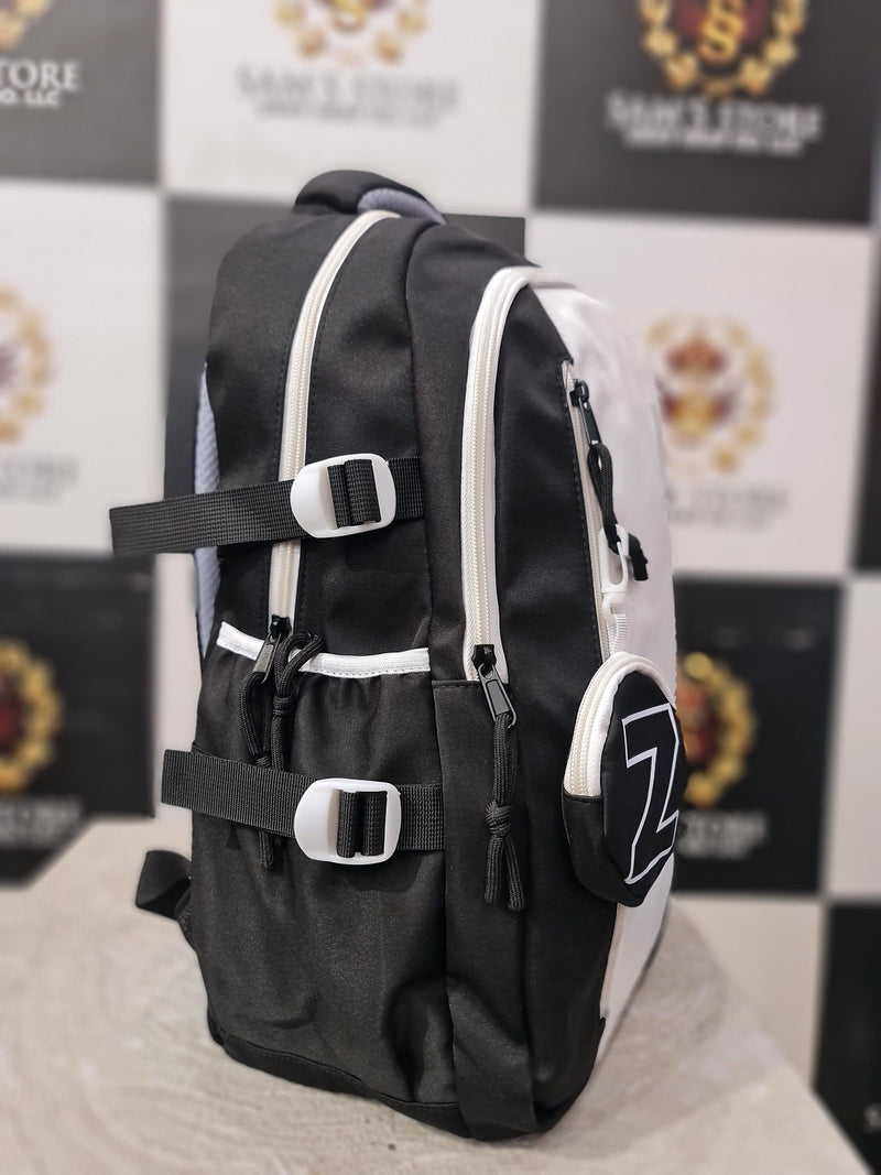 Black & White School Backpack with Coin Pouch – Stylish & Lightweight