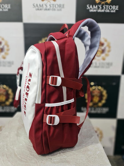 Red & White School Backpack with Coin Pouch – Stylish & Lightweight
