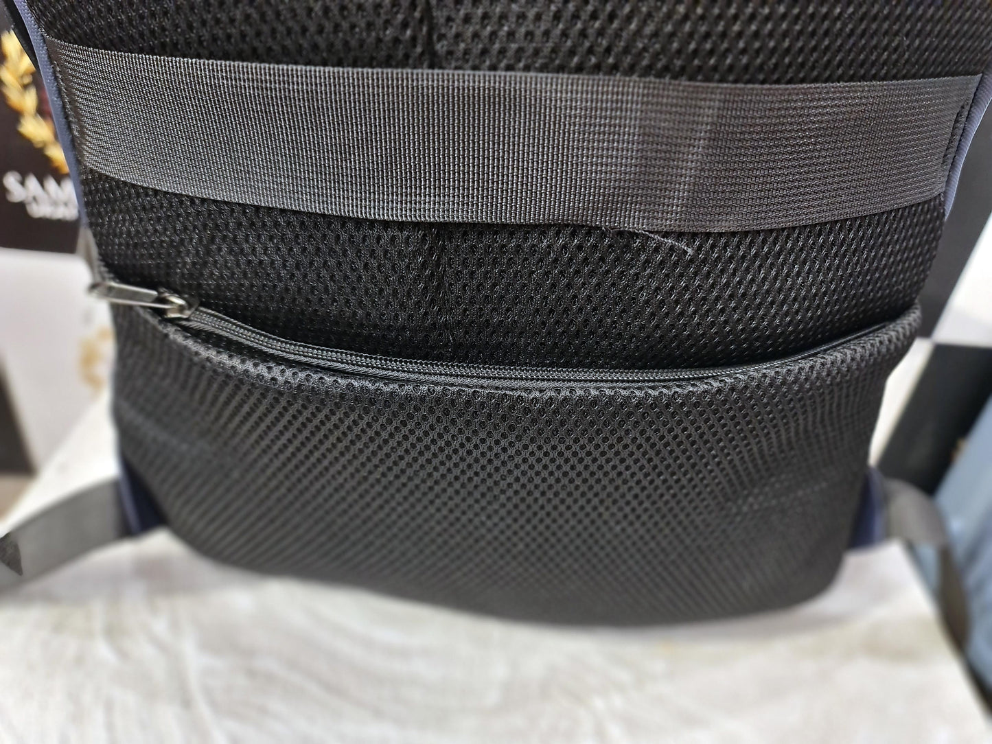 Navy Blue Laptop Backpack with Red Buckles – 17” Spacious Design