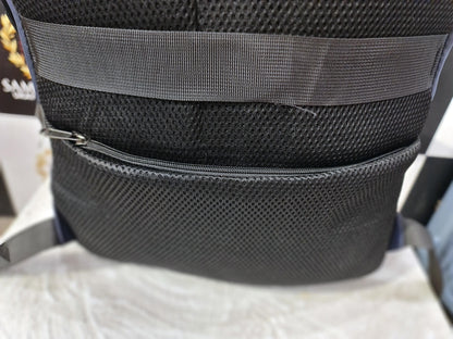 Navy Blue Laptop Backpack with Red Buckles – 17” Spacious Design