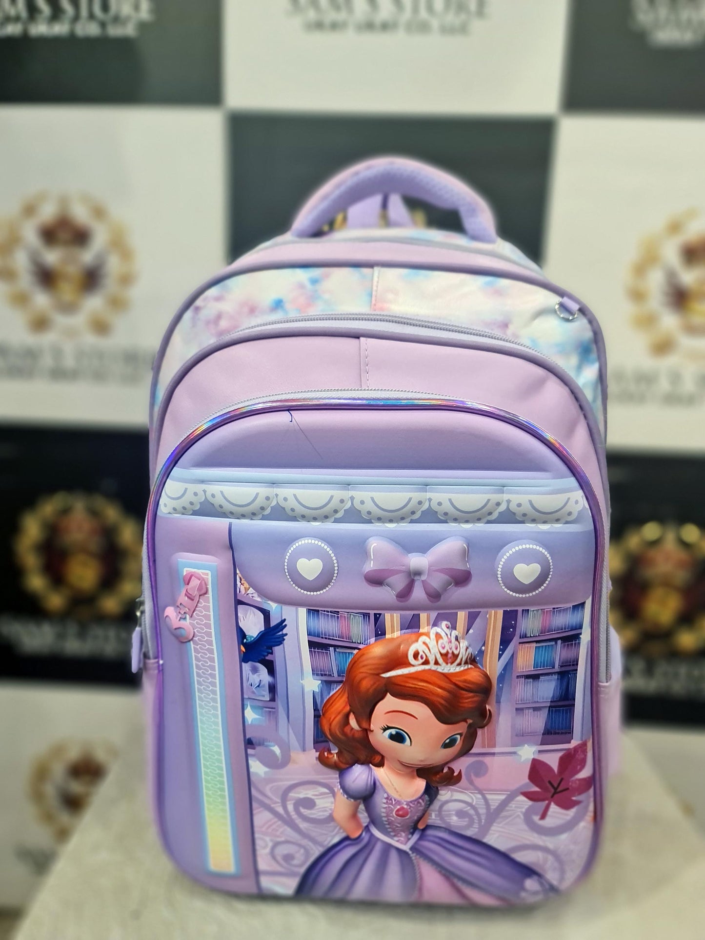 Princess Girl School Bag Set – 3 Pcs (Backpack + Lunch + Pencil Case) – Purple