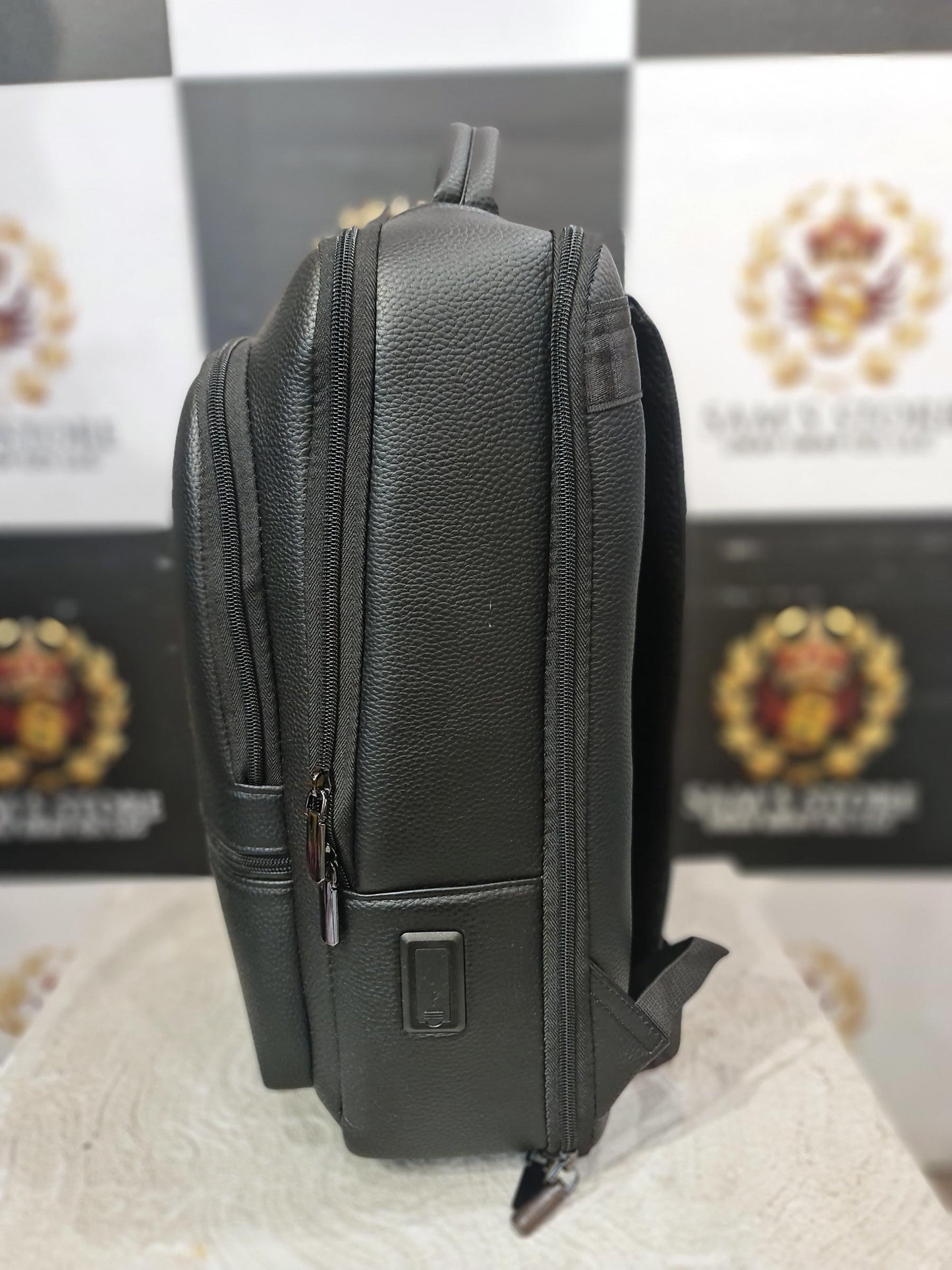 Premium Black Tech Backpack with USB & Type-C – Laptop + Gadget Ready
