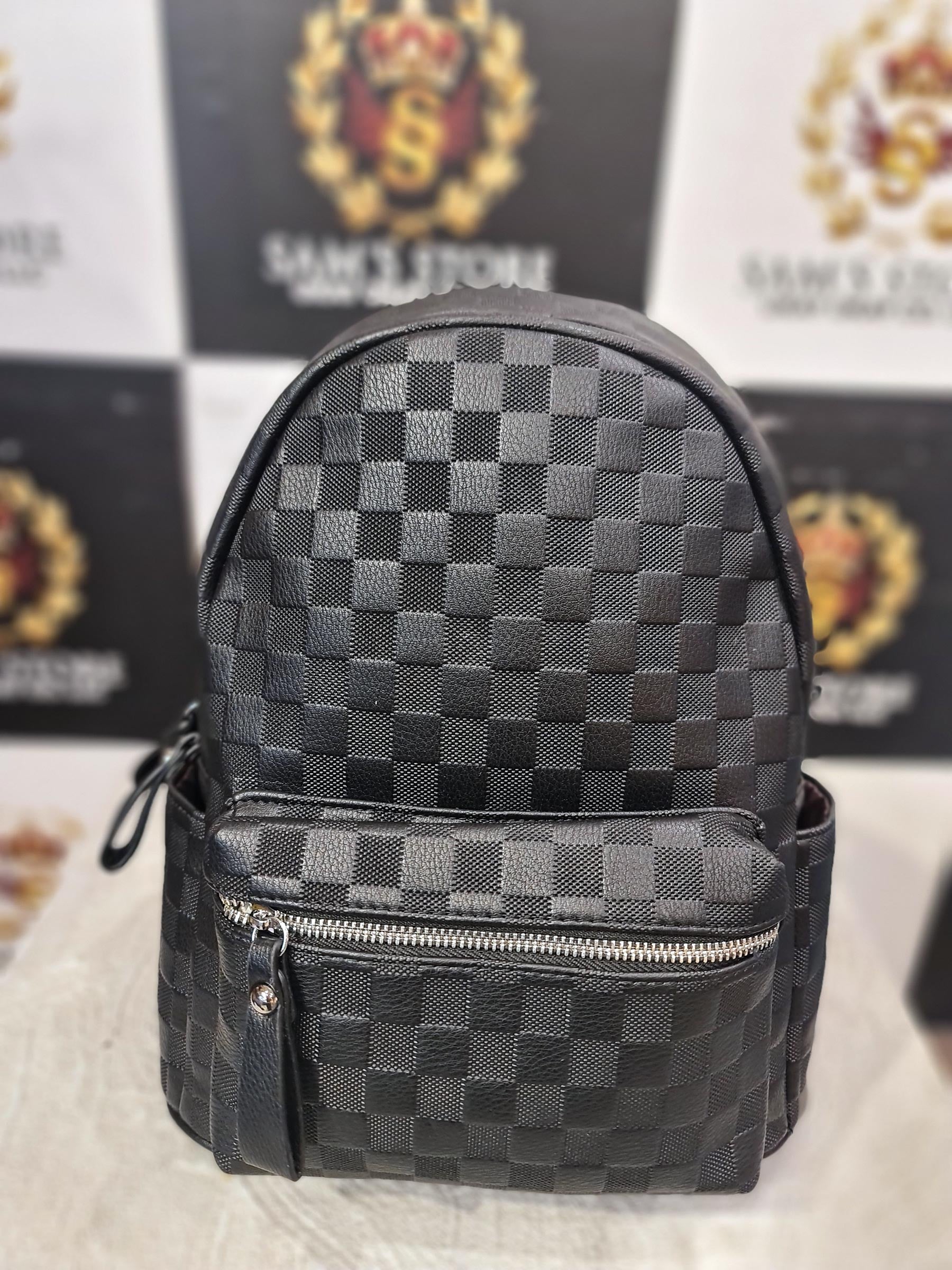 Affordable small black ladies backpack with zip and side compartments