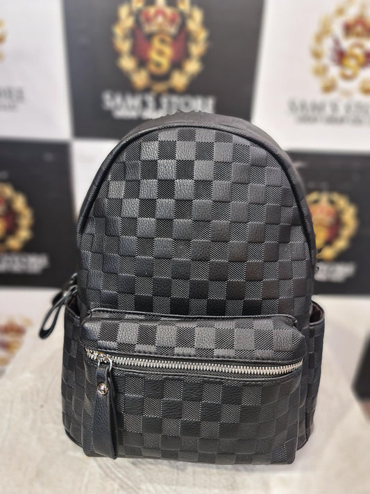Affordable small black ladies backpack with zip and side compartments