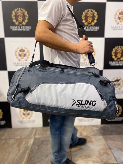 Sling Lacrosse Grey & White 3-Way Sports Backpack Bag – Travel & Gym Use