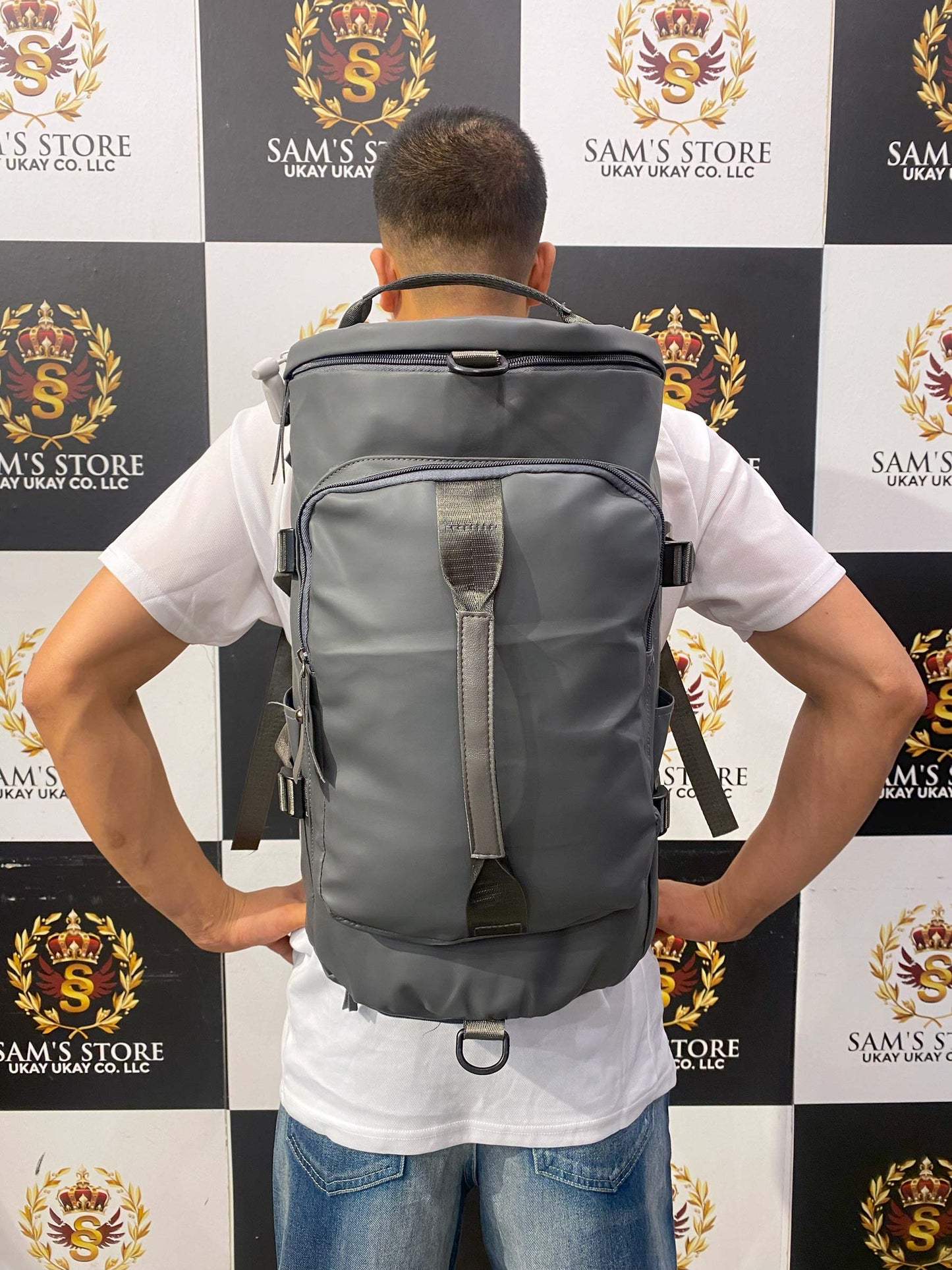 Convertible Grey Duffle Backpack – 3-Way Travel Bag