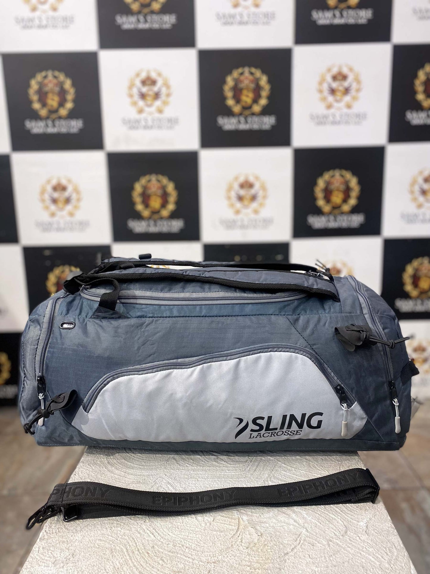 Sling Lacrosse Grey & White 3-Way Sports Backpack Bag – Travel & Gym Use