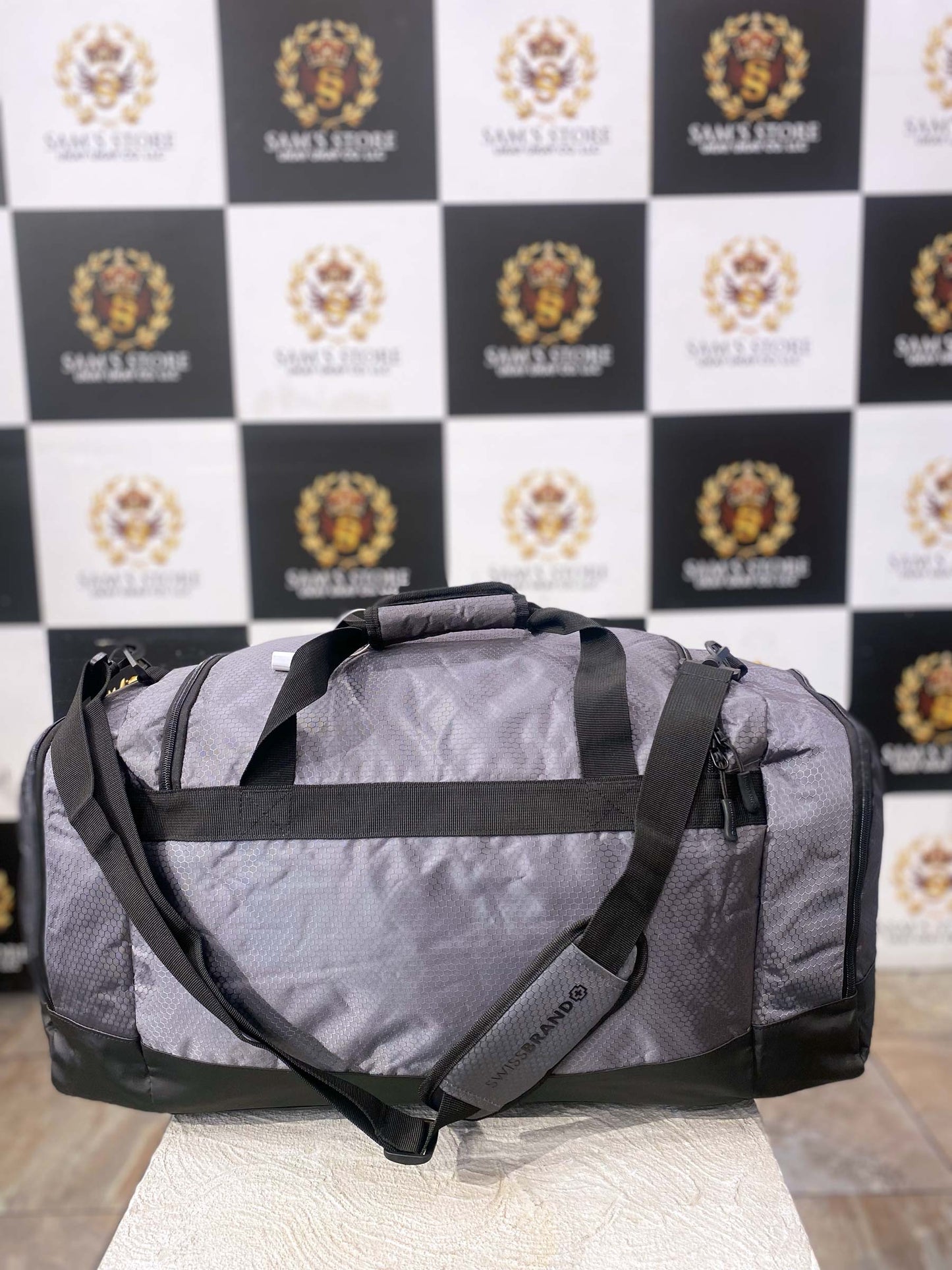 SWISSBRAND Grey & Black Large Travel Duffle Bag – Unisex Gym & Sports Bag