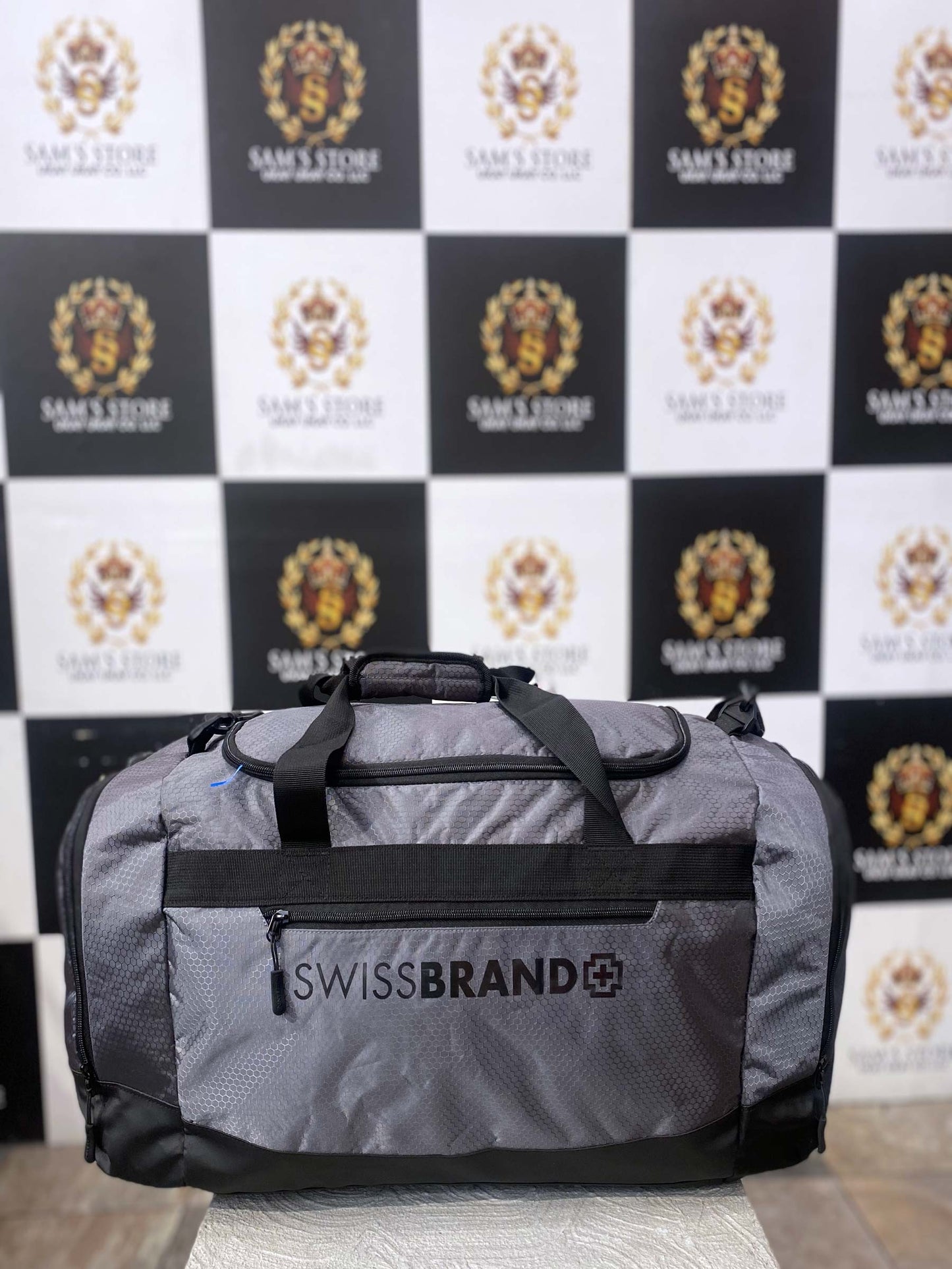 SWISSBRAND Grey & Black Large Travel Duffle Bag – Unisex Gym & Sports Bag