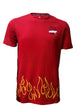 HardSoda unisex red t-shirt with flame border and front badge – XL size