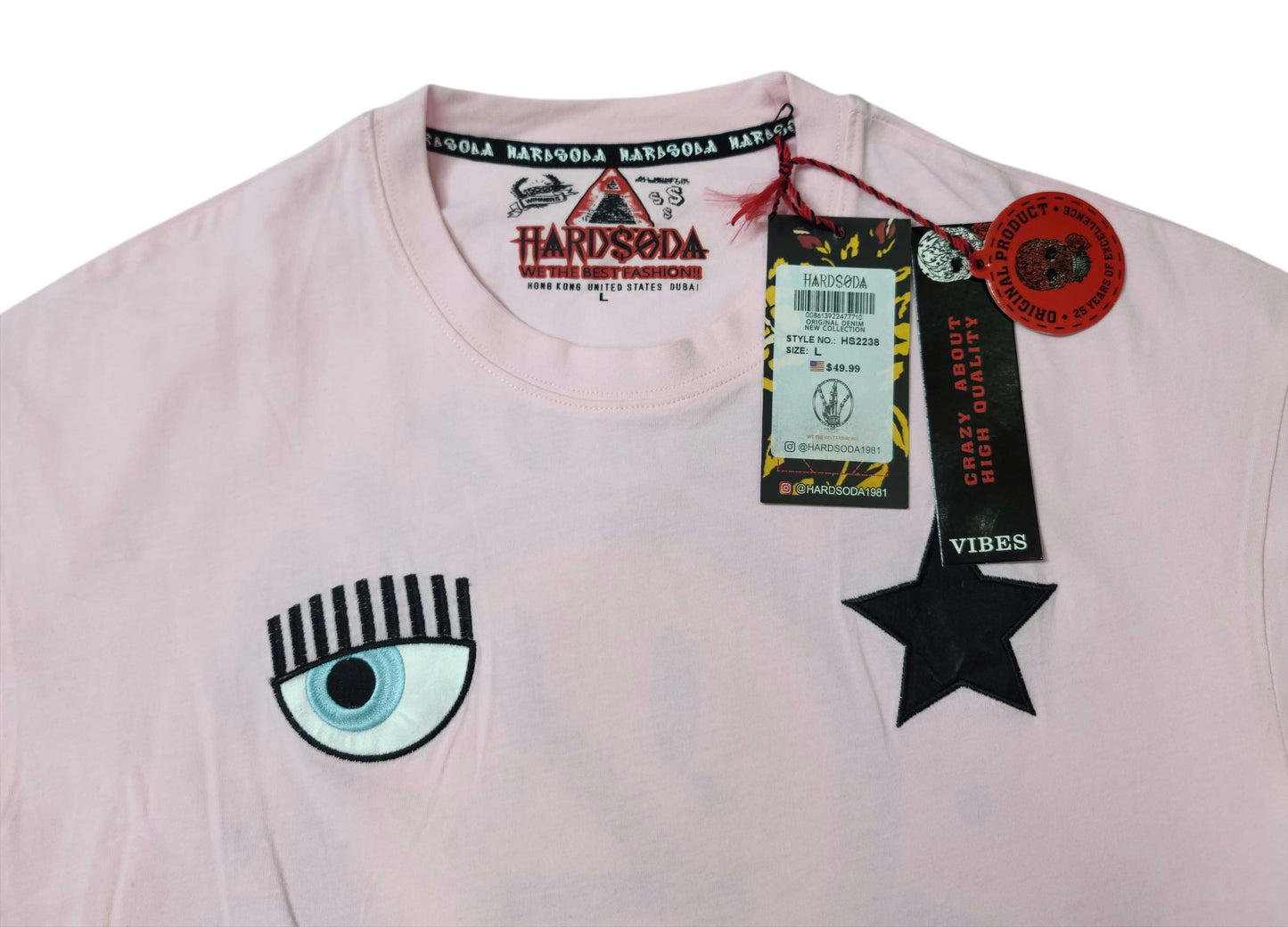Unisex Pink Graphic T-Shirt – “No Smoking by Hard Soda” Design (M)