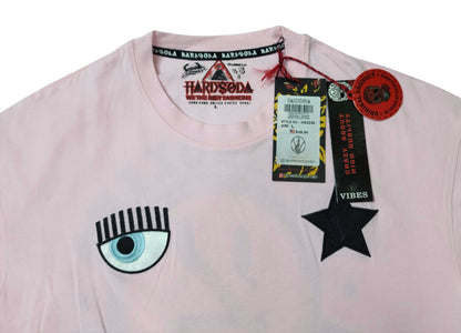 Unisex Pink Graphic T-Shirt – “No Smoking by Hard Soda” Design (M)