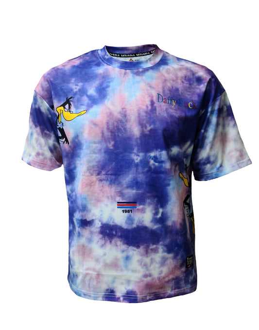 HARDSODA unisex tie-dye t-shirt with Daffy Duck print in medium size