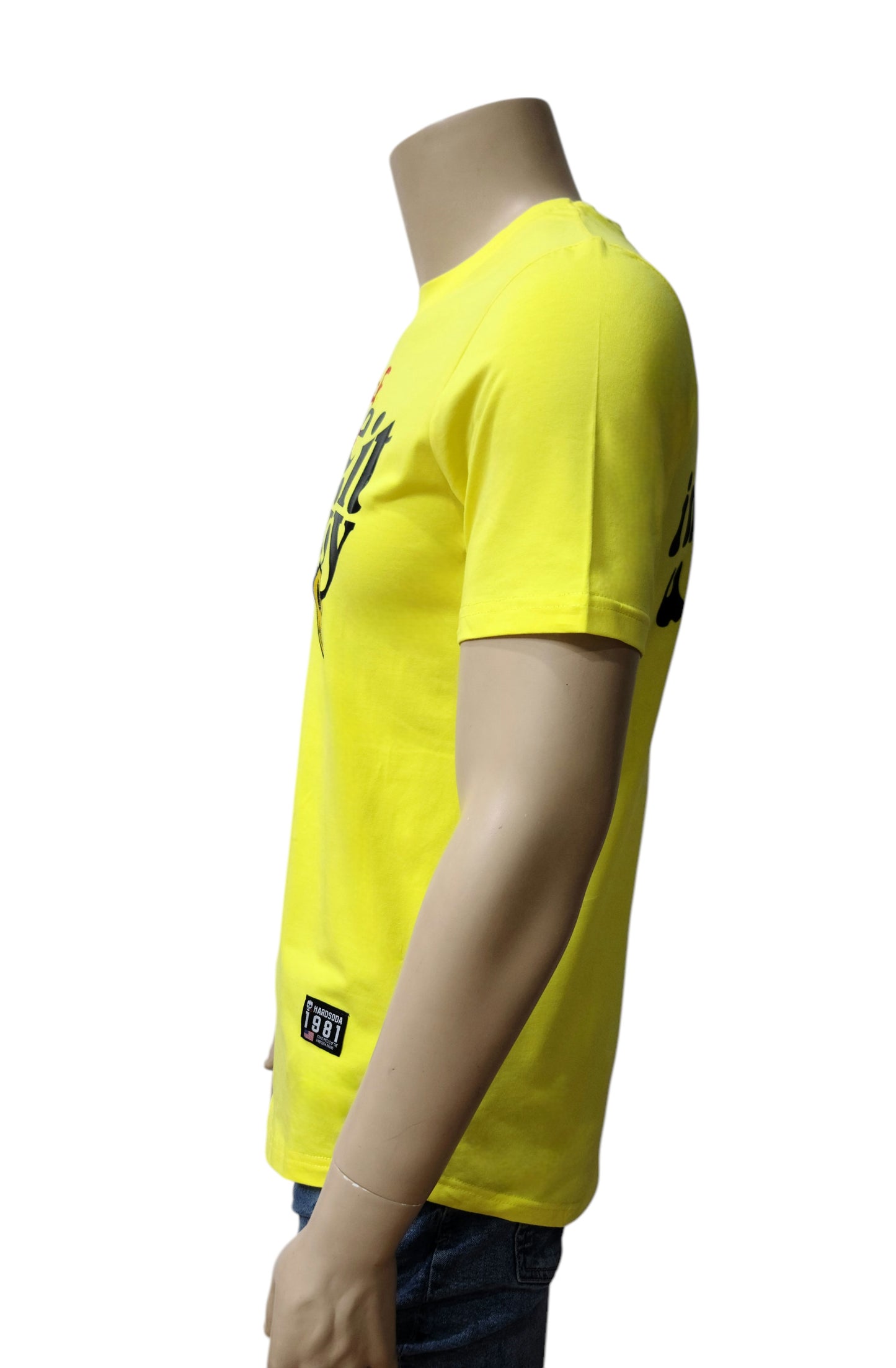 HardSoda Unisex Funky Text Yellow T-Shirt – Large