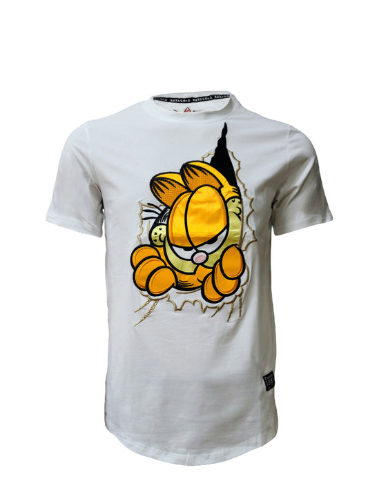 HardSoda unisex white t-shirt with cartoon scratch-through graphic on front – XL